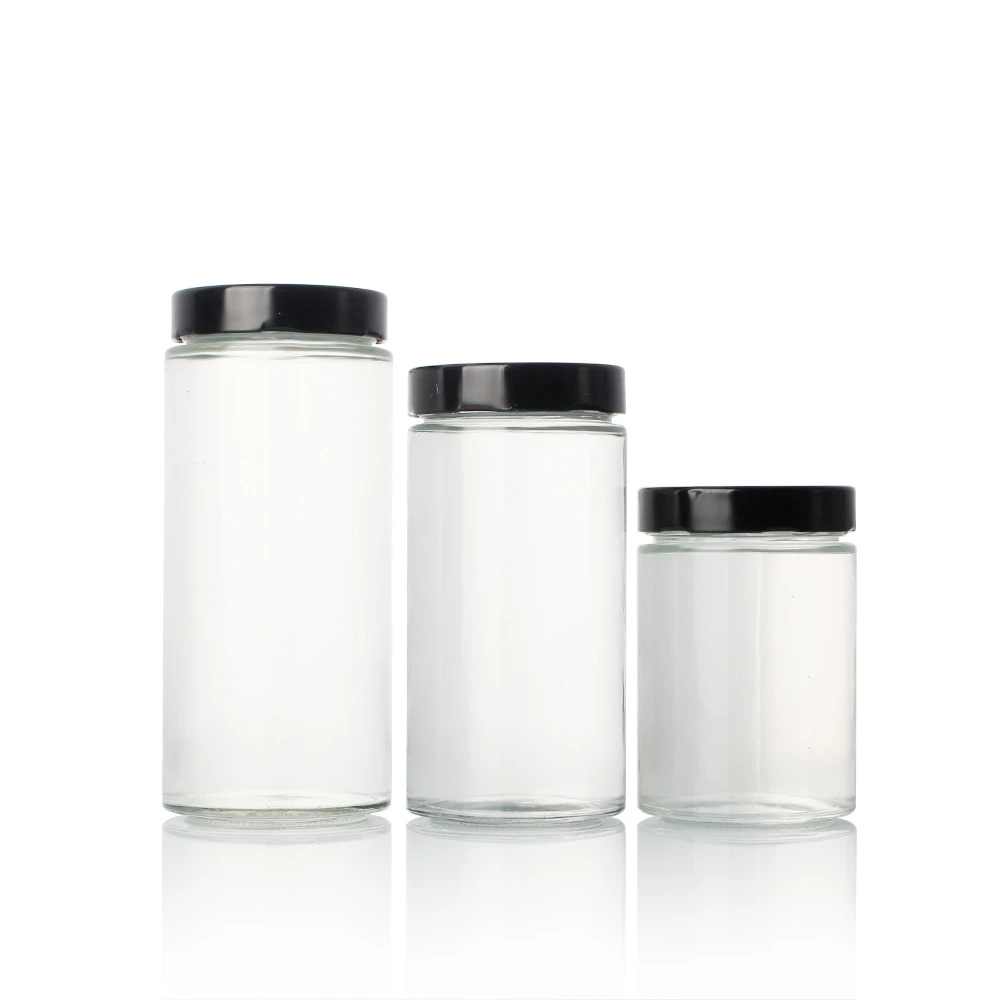 Glass Jar With Black Aluminum Cap Glass Jar With Black Aluminum Cap